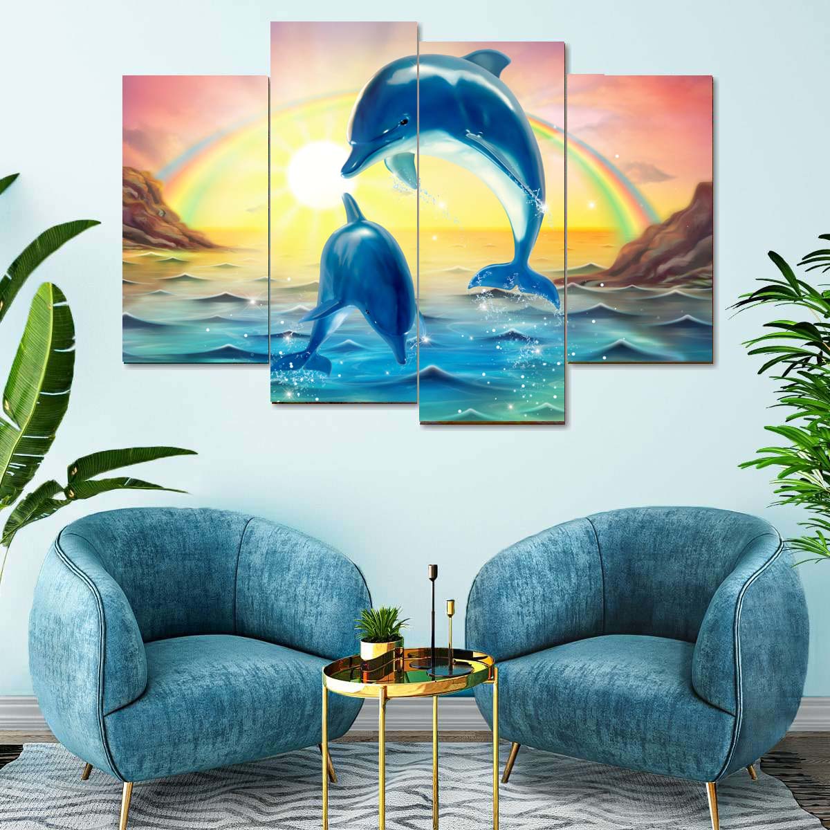 Four-panel fish Wall Canvas