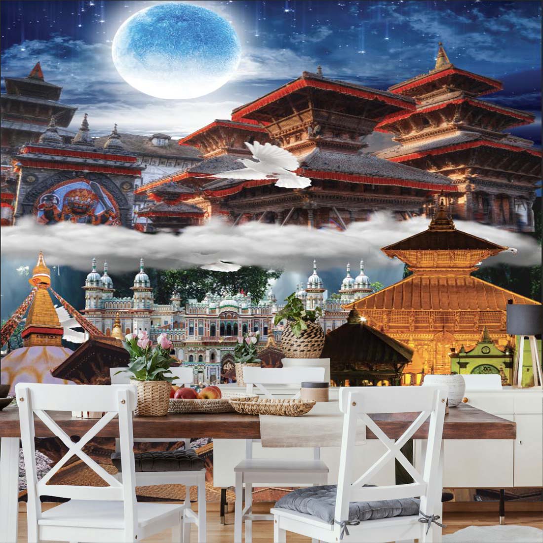 Artistic Ancient Temple Views Wall Mural Decor For Wall