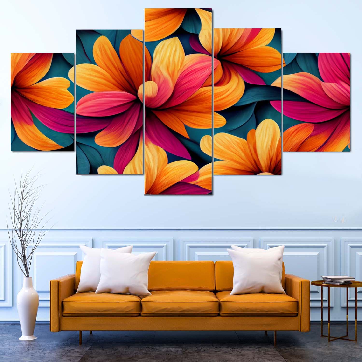 Floral Pattern Wall Canvas Frame
