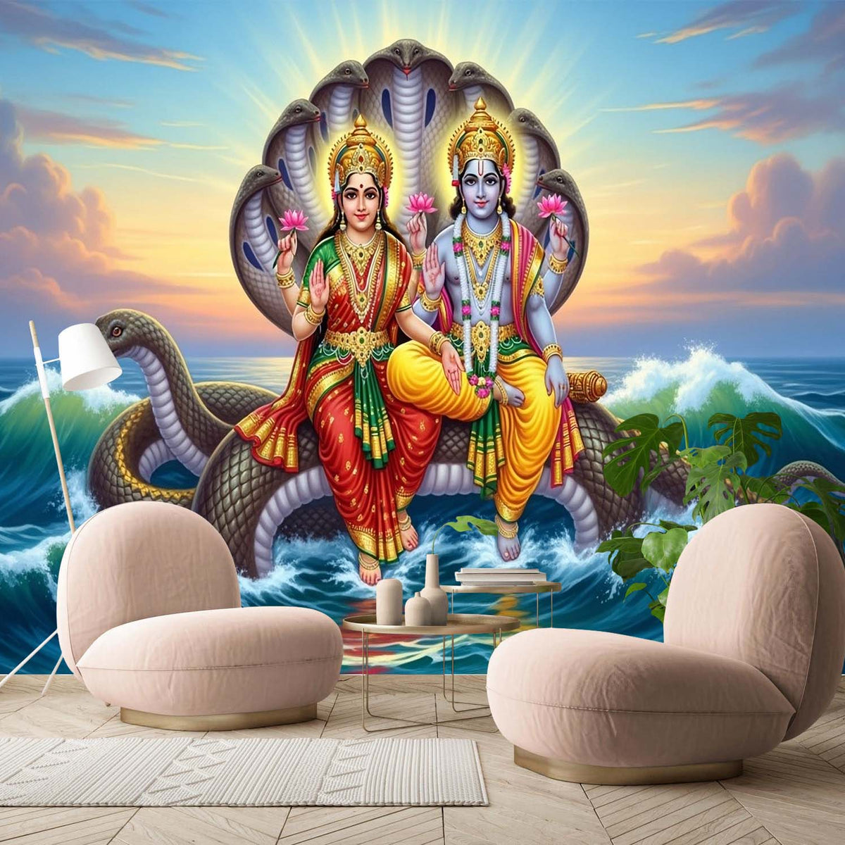 A Timeless Symbol of Faith, Peace And Abundance Lord Vishnu And Goddes ...