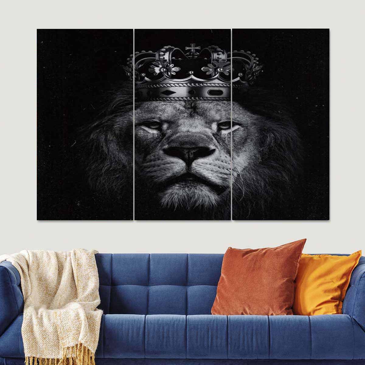🦁 A lion 3-panel canvas adds bold character and a dramatic focal point to any room.