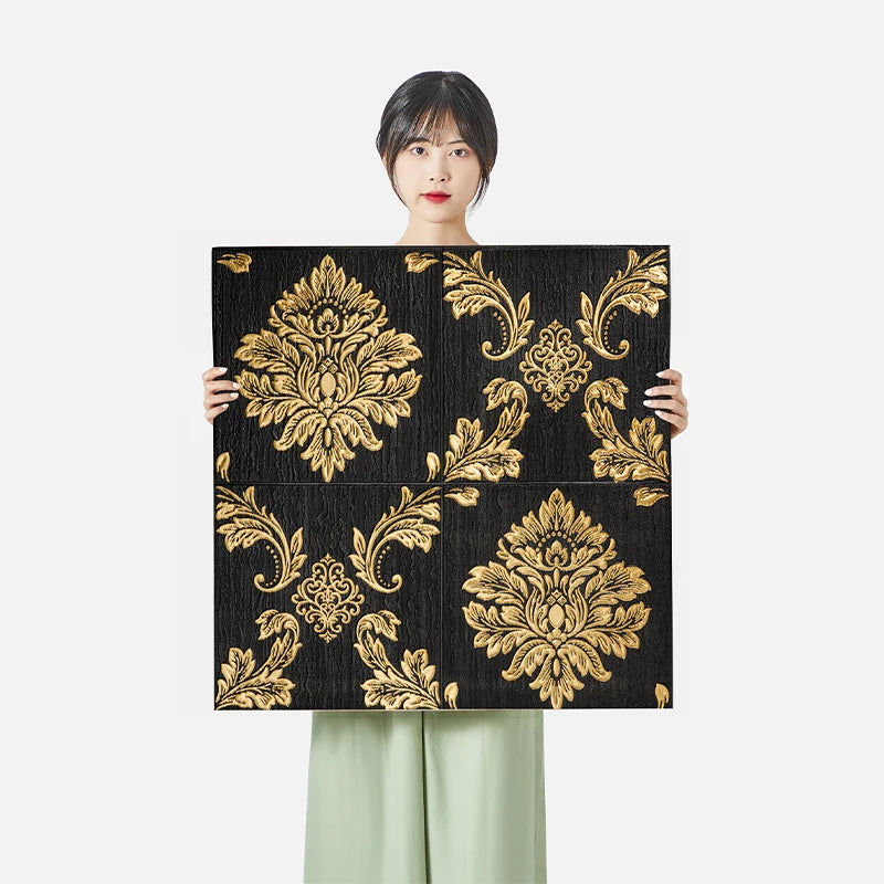 👑 3D  Premium Black Royal Design Wall Foam for Elegant Interiors X Luxury Royal Design – Gives rich, elegant & premium look