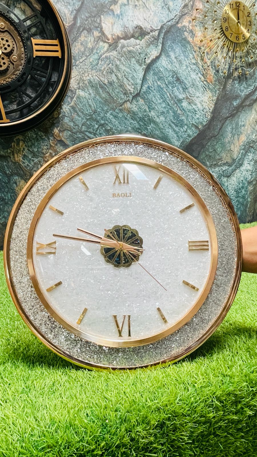 Stylish And Premium Decorative Wall Clock Panel With Crystal Shine