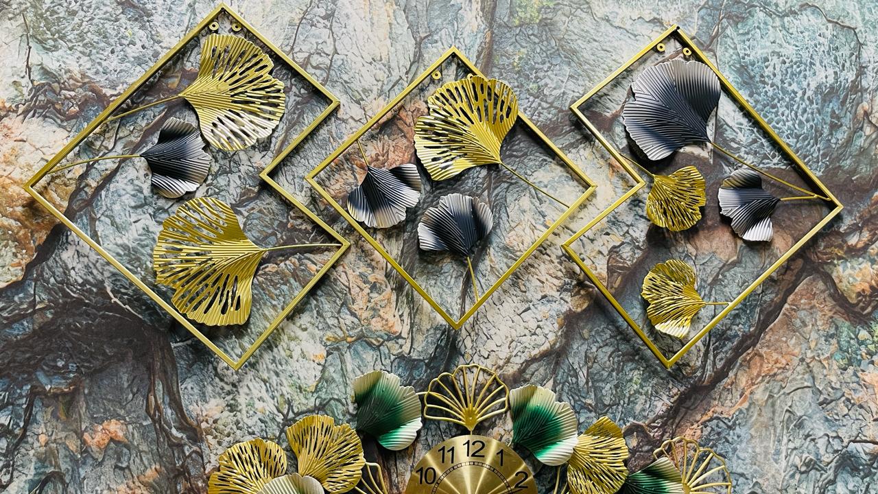 Nature Inspired Gingko Metallic Leaves Wall Decor