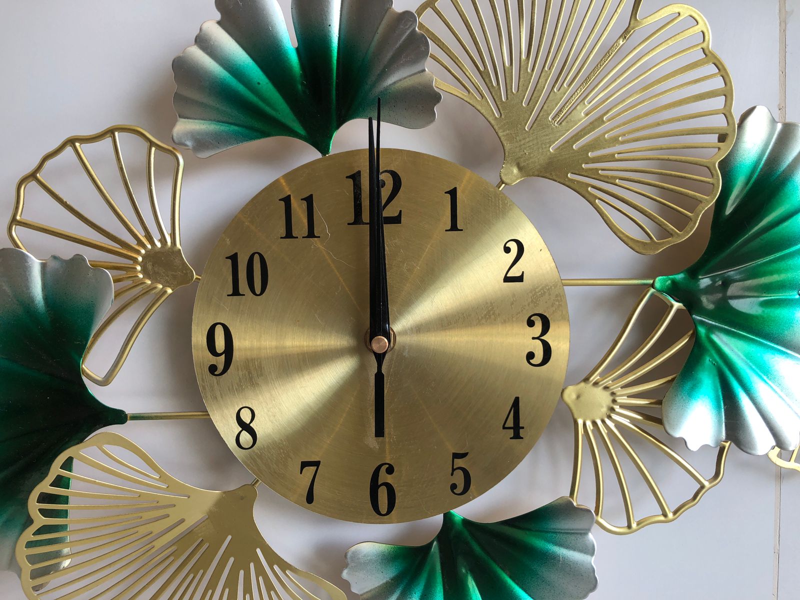 Gingko Leaf Design Metal Wall Clock