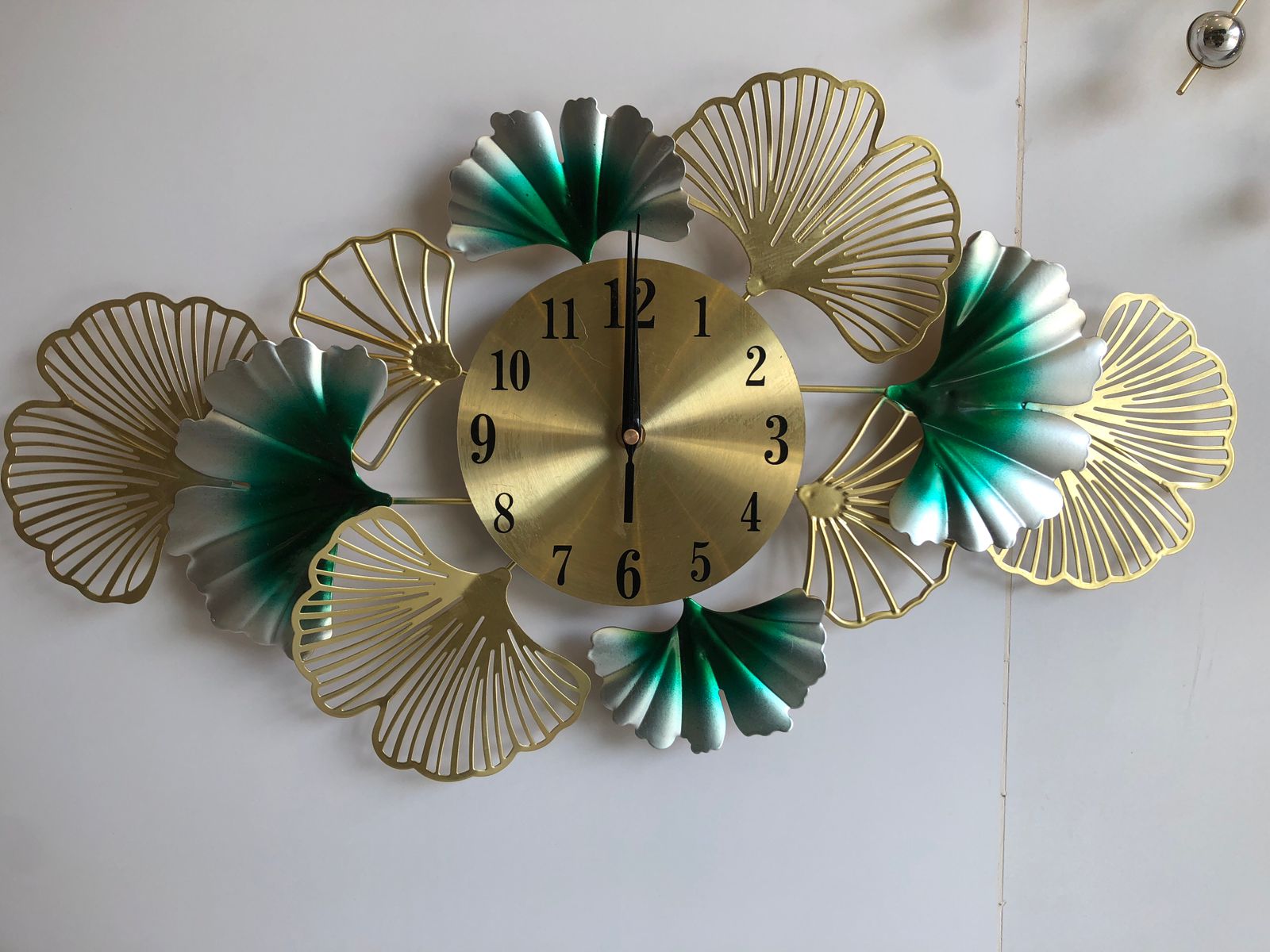 Gingko Leaf Design Metal Wall Clock
