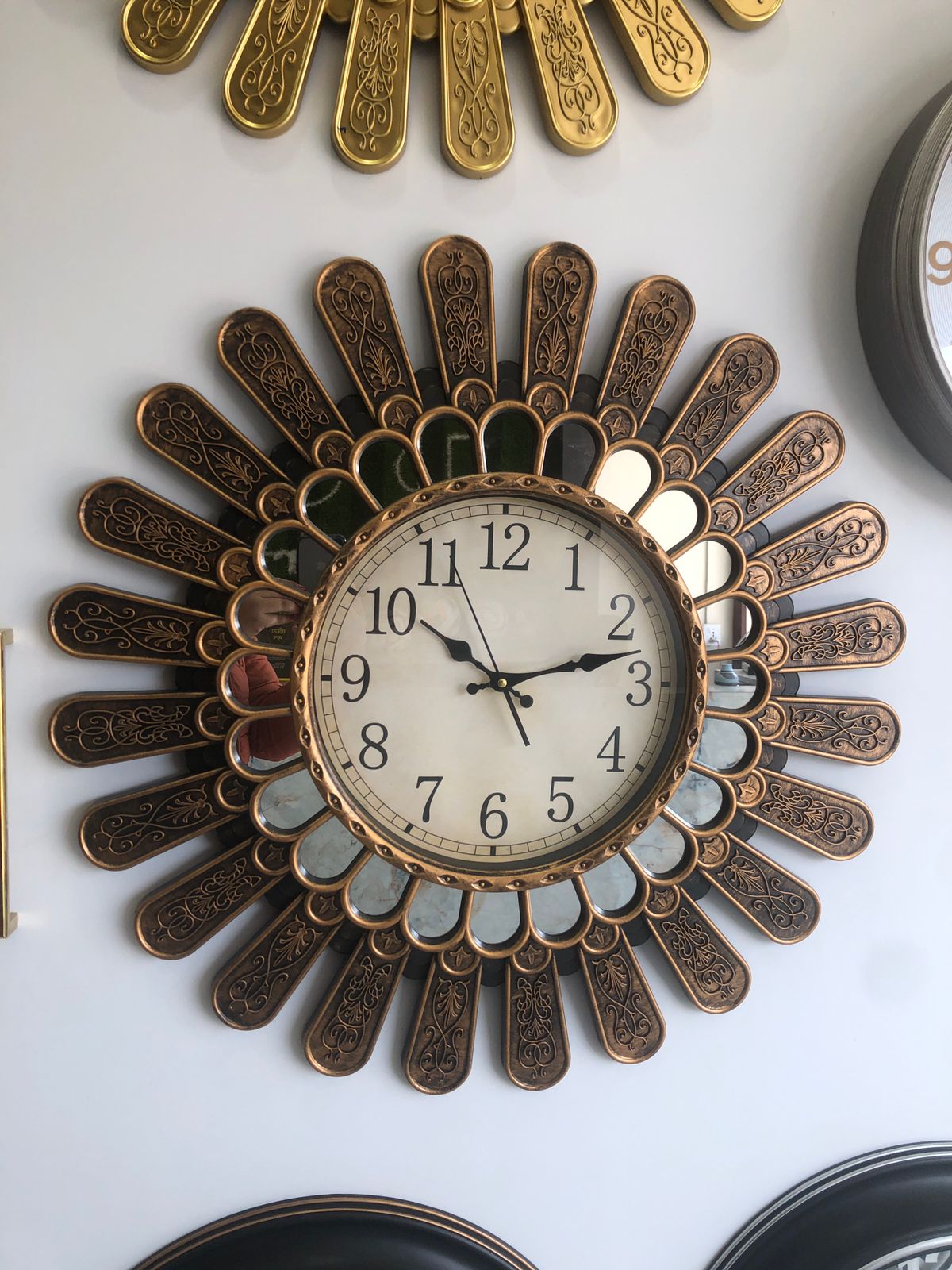 Anitque Bronze Mirro Embroided Wall Clock