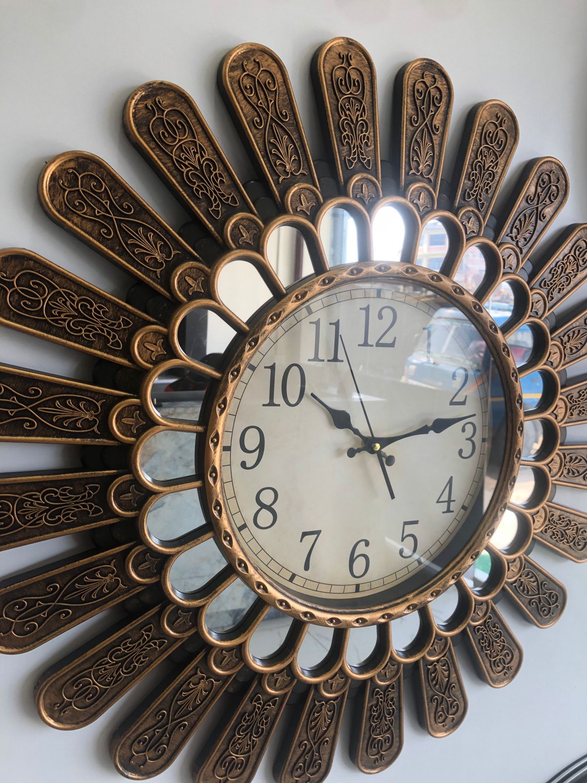 Anitque Bronze Mirro Embroided Wall Clock