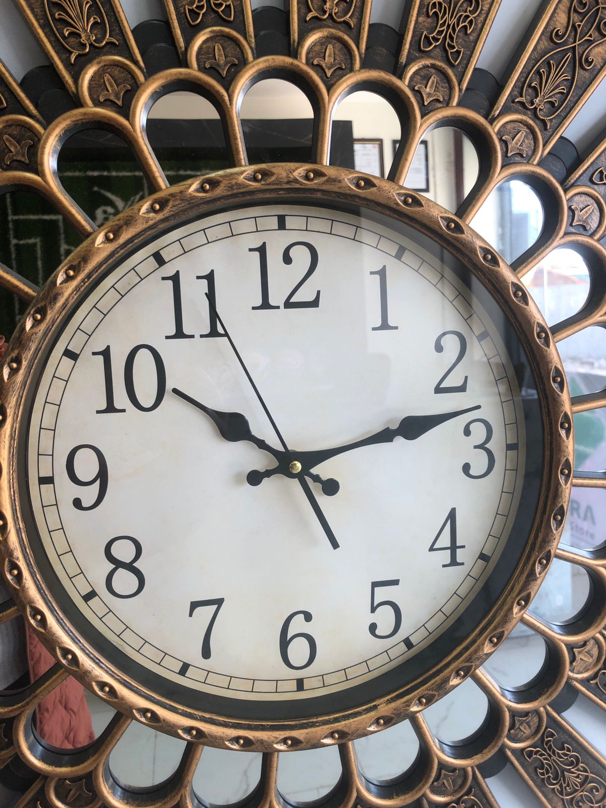 Anitque Bronze Mirro Embroided Wall Clock