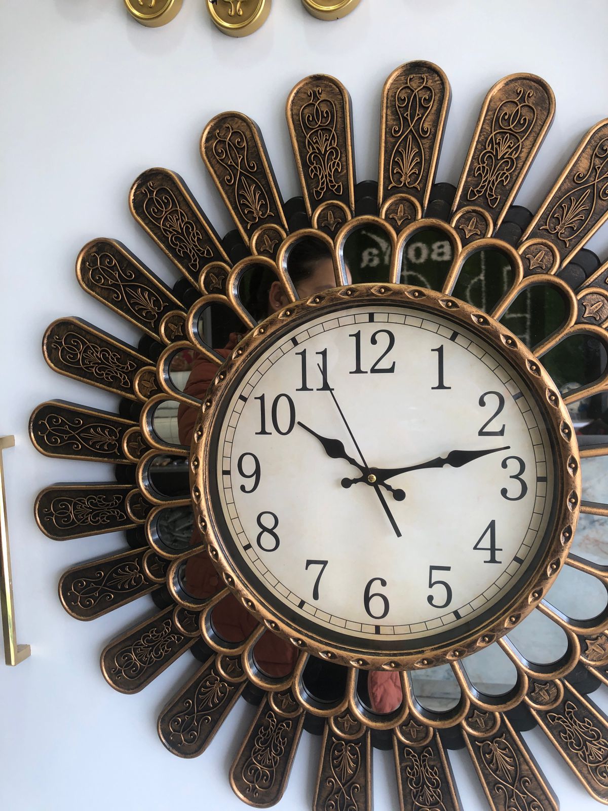 Anitque Bronze Mirro Embroided Wall Clock