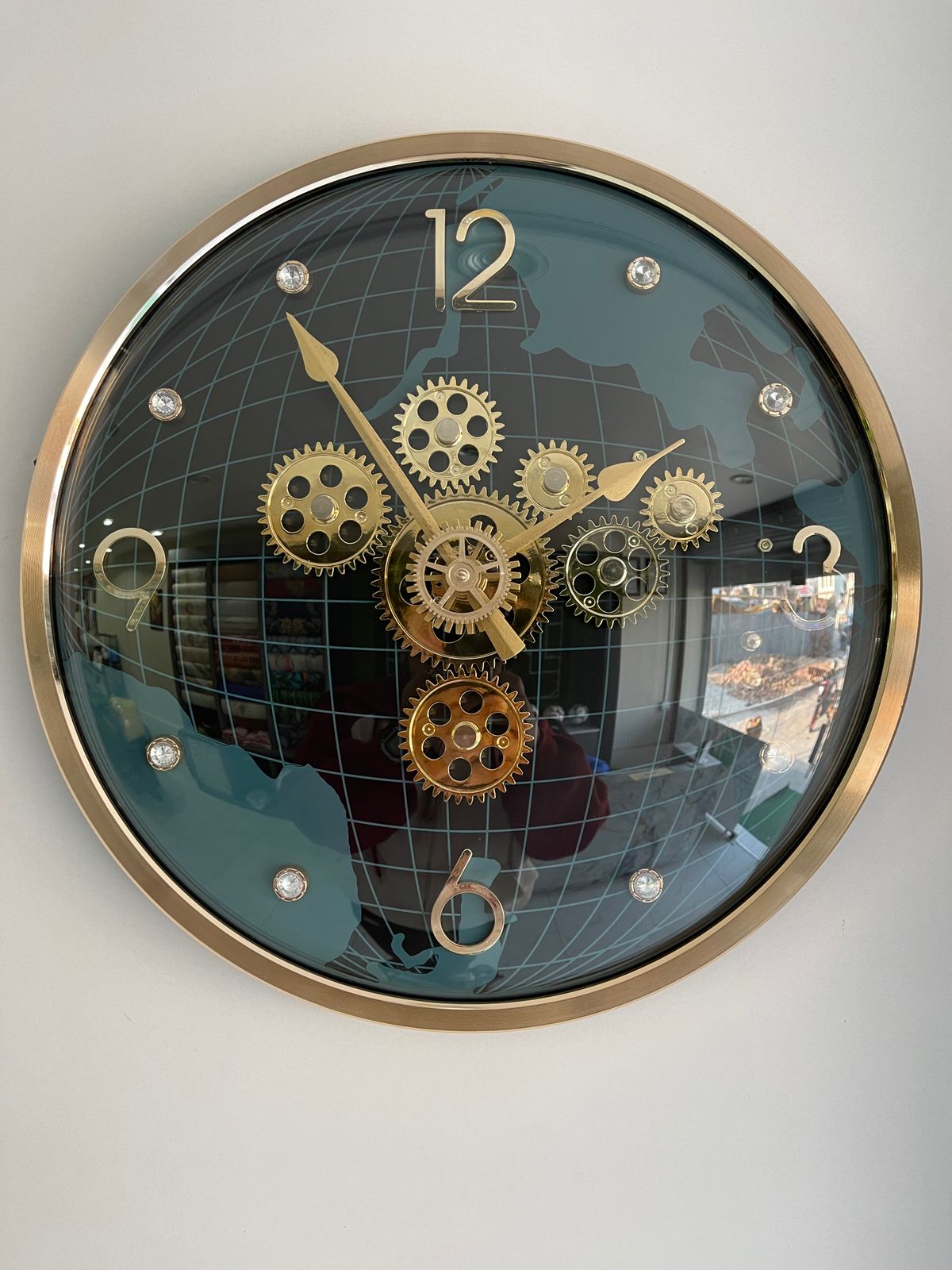 Luxury World Map Gear Wall Clock 🌍