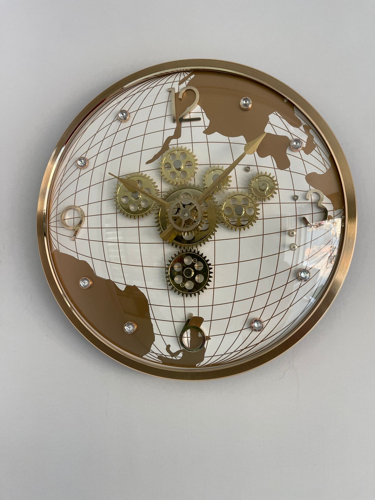 Luxury World Map Gear Wall Clock 🌍