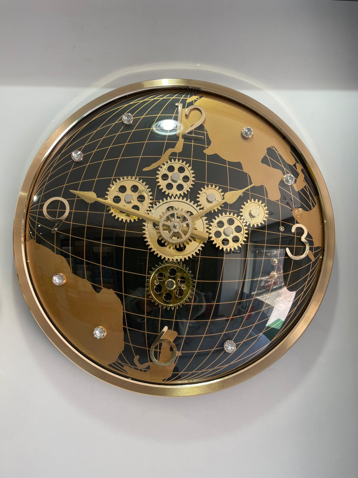 Luxury World Map Gear Wall Clock 🌍