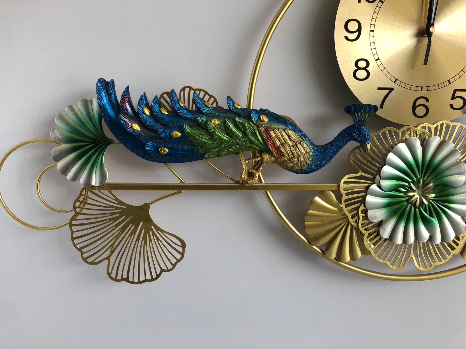 Beautifully Detailed Peacock Wall Clock Panel