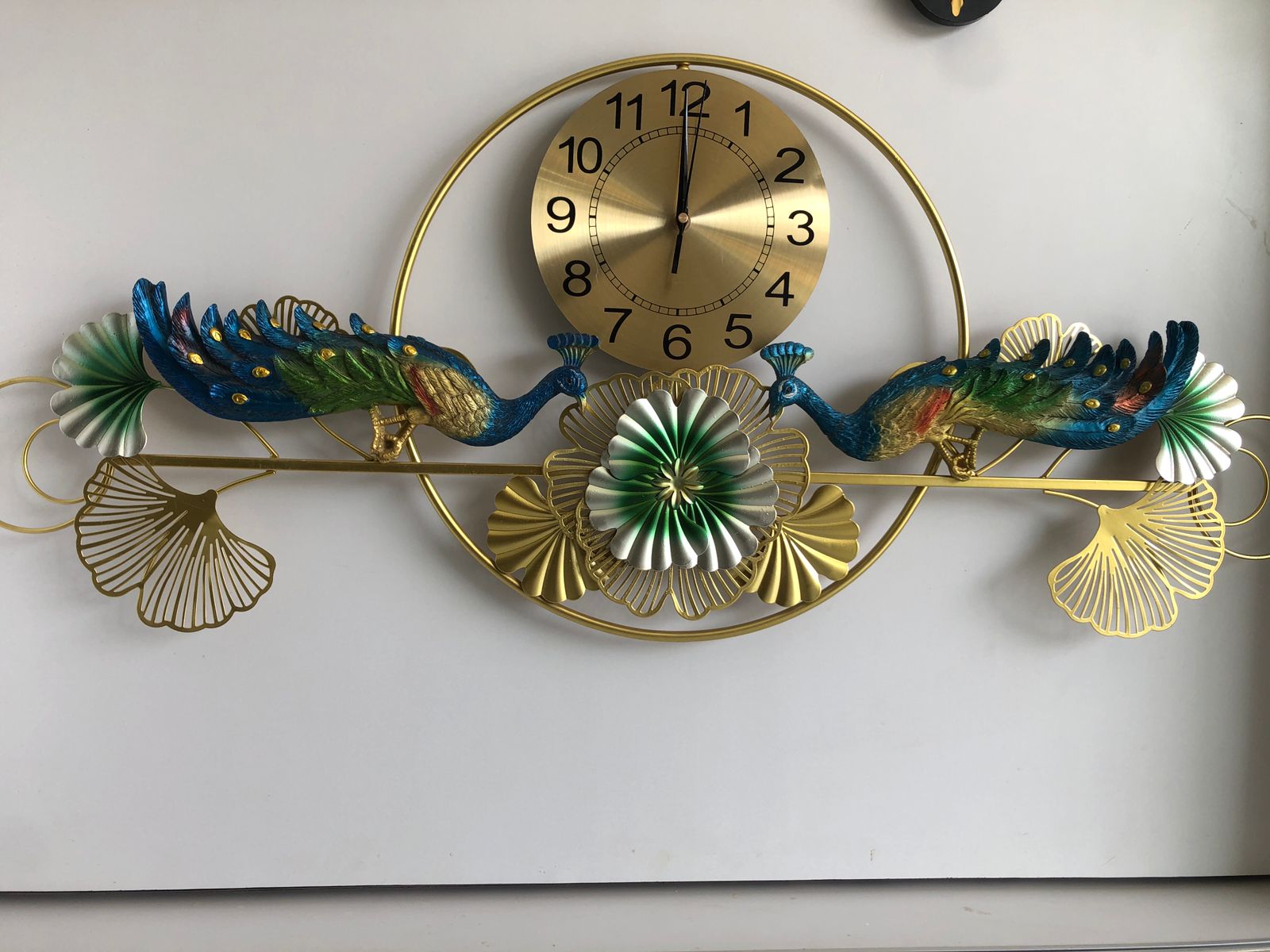 Beautifully Detailed Peacock Wall Clock Panel