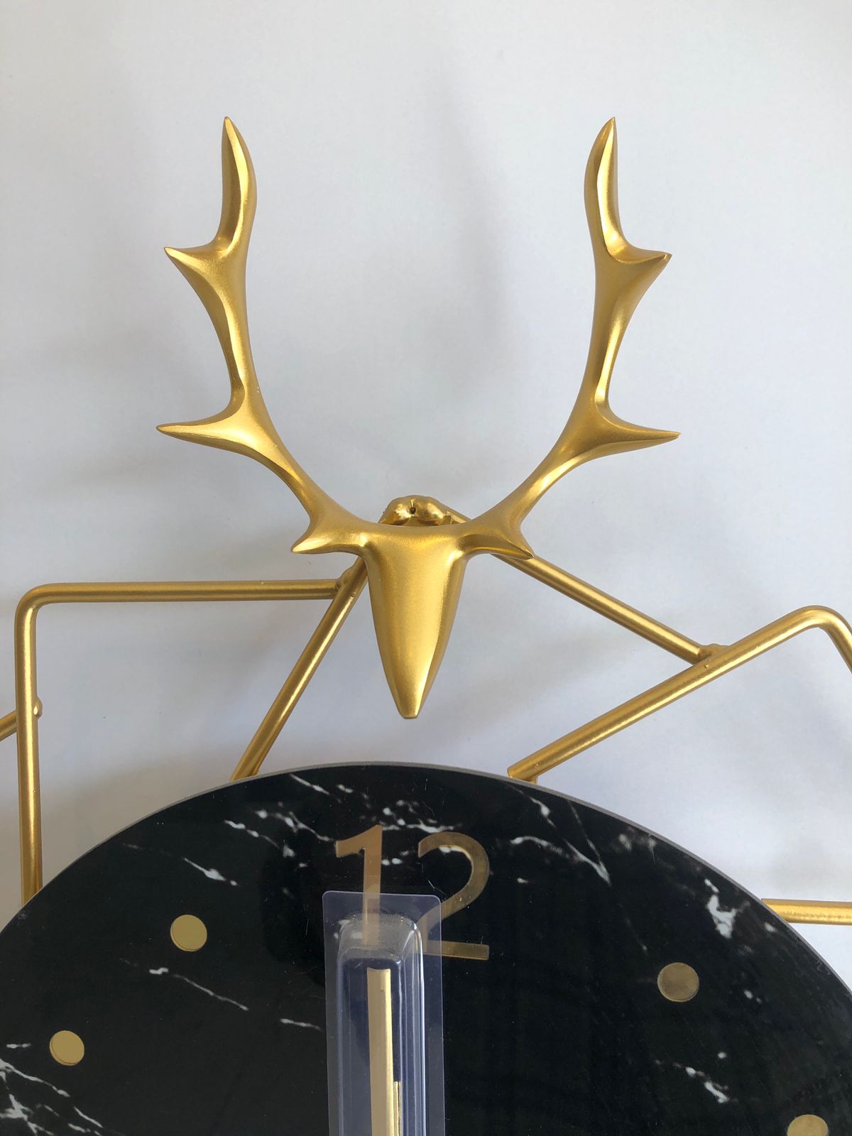 Stunning Deer Head Design Black And Gold Pendulum Wall Clock