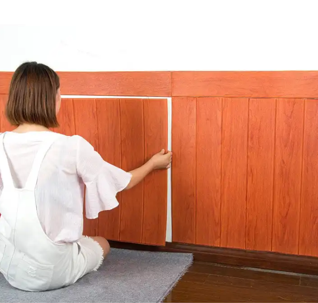 ✨ “Premium Red Wood Wall Foam for Modern Home Décor” Size 70 X 70 CM