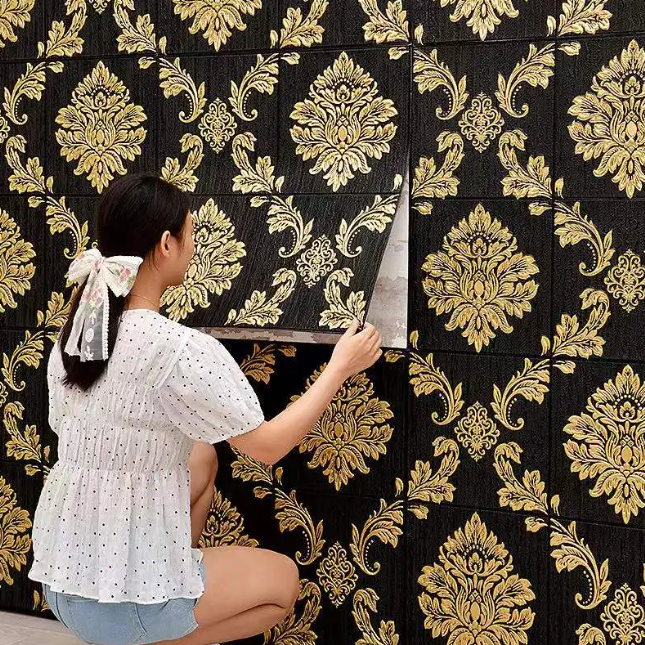 👑 3D  Premium Black Royal Design Wall Foam for Elegant Interiors X Luxury Royal Design – Gives rich, elegant & premium look
