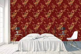 Vintage Floral Red Damask Pattern wallpaper💥