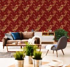 Vintage Floral Red Damask Pattern wallpaper💥