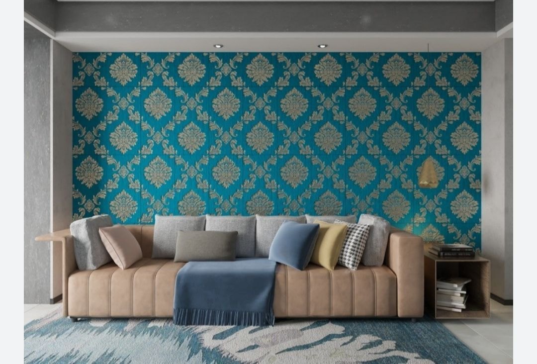 3D Royal Blue Pattern Wall Foam – A Touch of Luxury  Self Adhesive wall Foam Sticker 70 X 70 CM