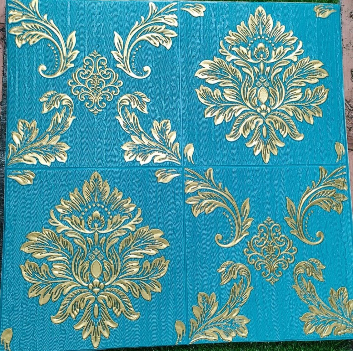 3D Royal Blue Pattern Wall Foam – A Touch of Luxury  Self Adhesive wall Foam Sticker 70 X 70 CM