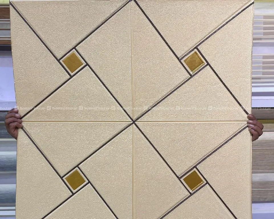 Lovely Golden Flowers With Leafy Patterns On A Delightful Wallfoam